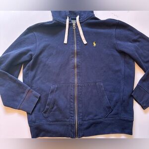 Polo Ralph Lauren Hoodie Mens XL Blue Pony Full Zip Sweatshirt Heavy Cotton